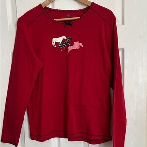 Cuddl Duds 2-piece Red Thermal Set with Horse Design